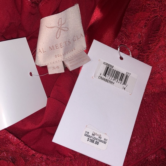 Lucia Satin Strap Lace Dress In Cranberry - Picture 9 of 15